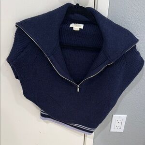 By Anthropologie Blue Zip Up Top with Classic Design